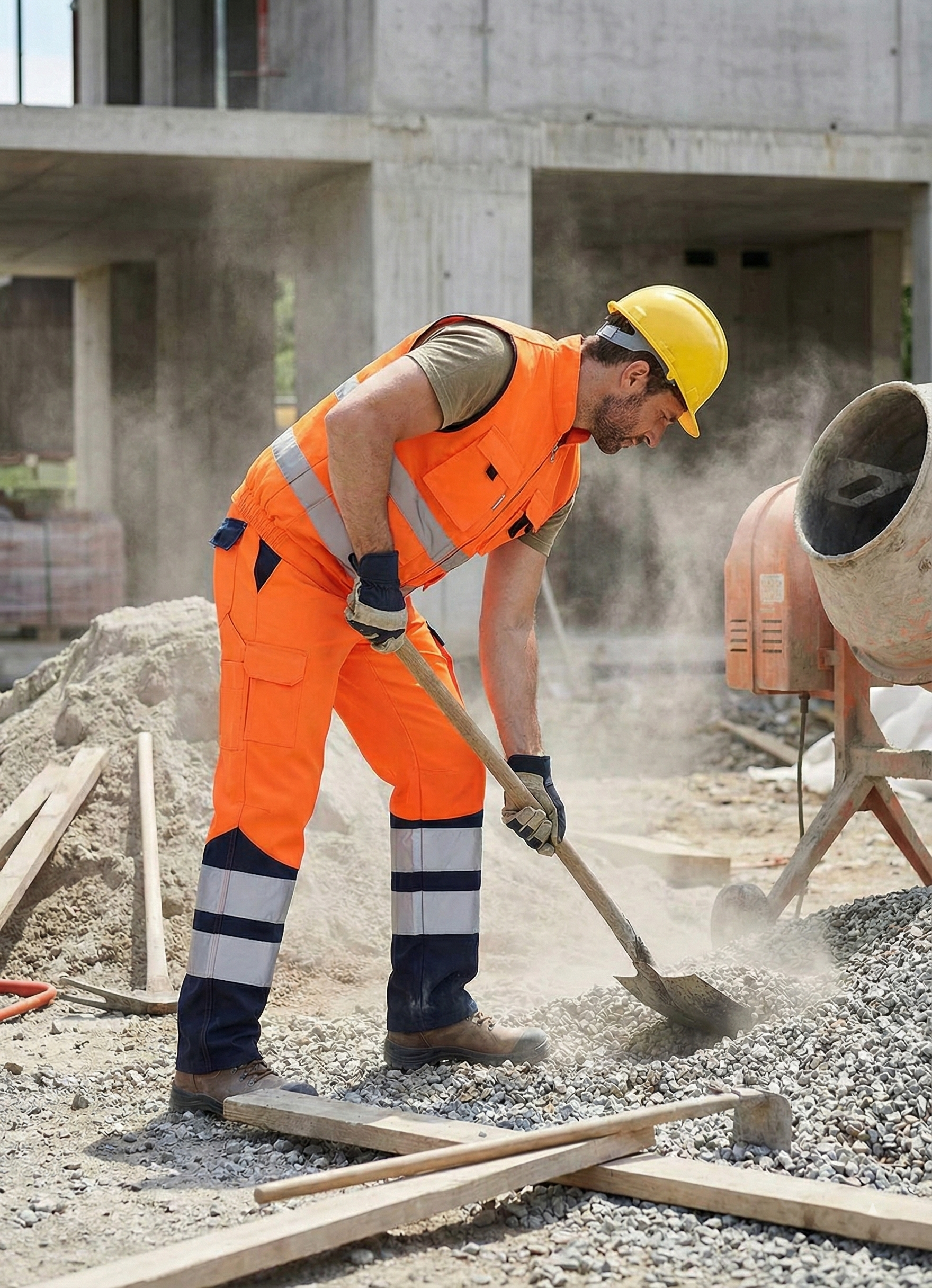 gilet de travail avec pantalon de travail pour les batiments et BTP et chantier